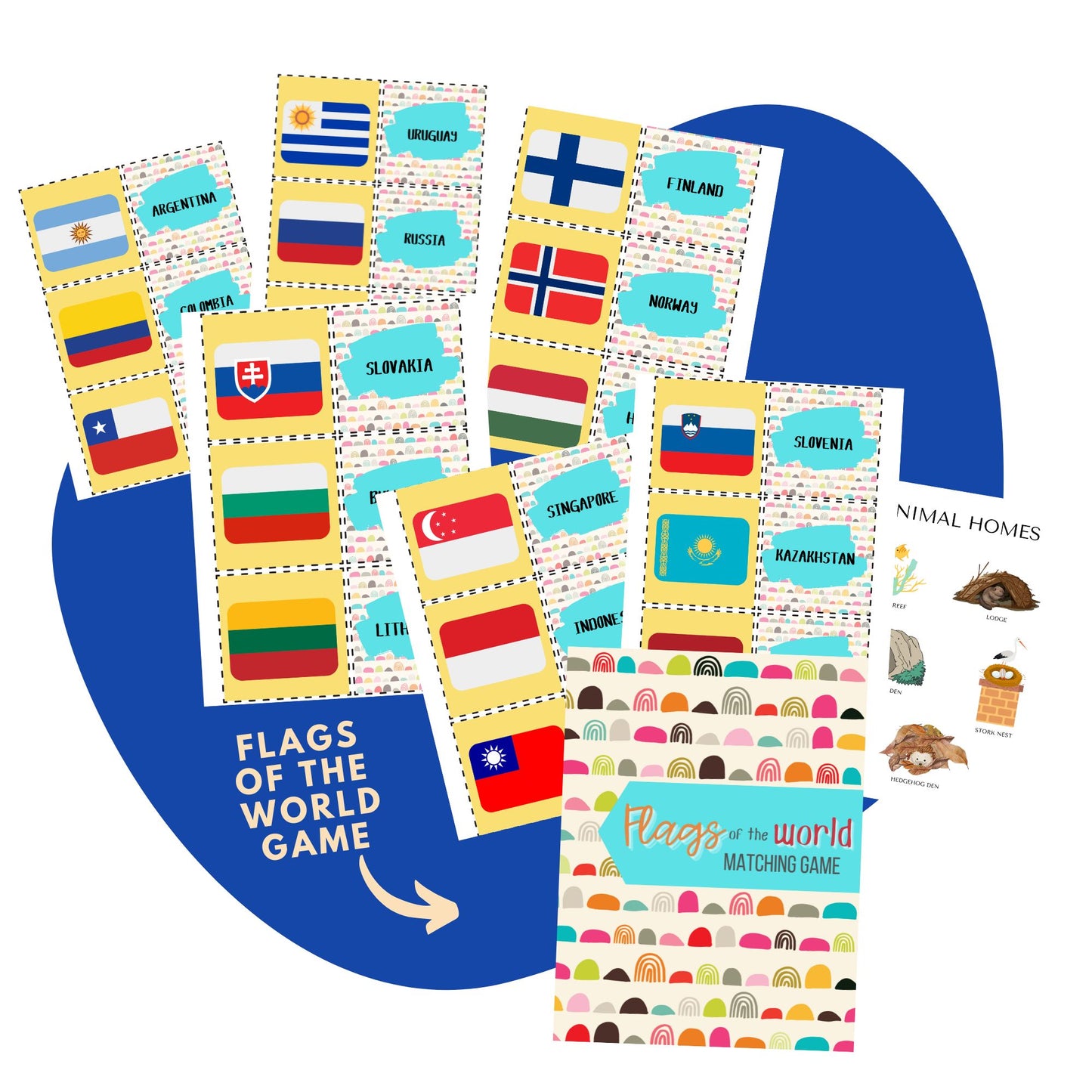 FLAGS OF THE WORLD MATCHING GAME PRINTABLE